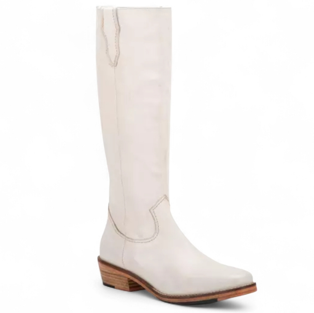 Vintage Foundry White Genuine Leather Boots Size 7.5